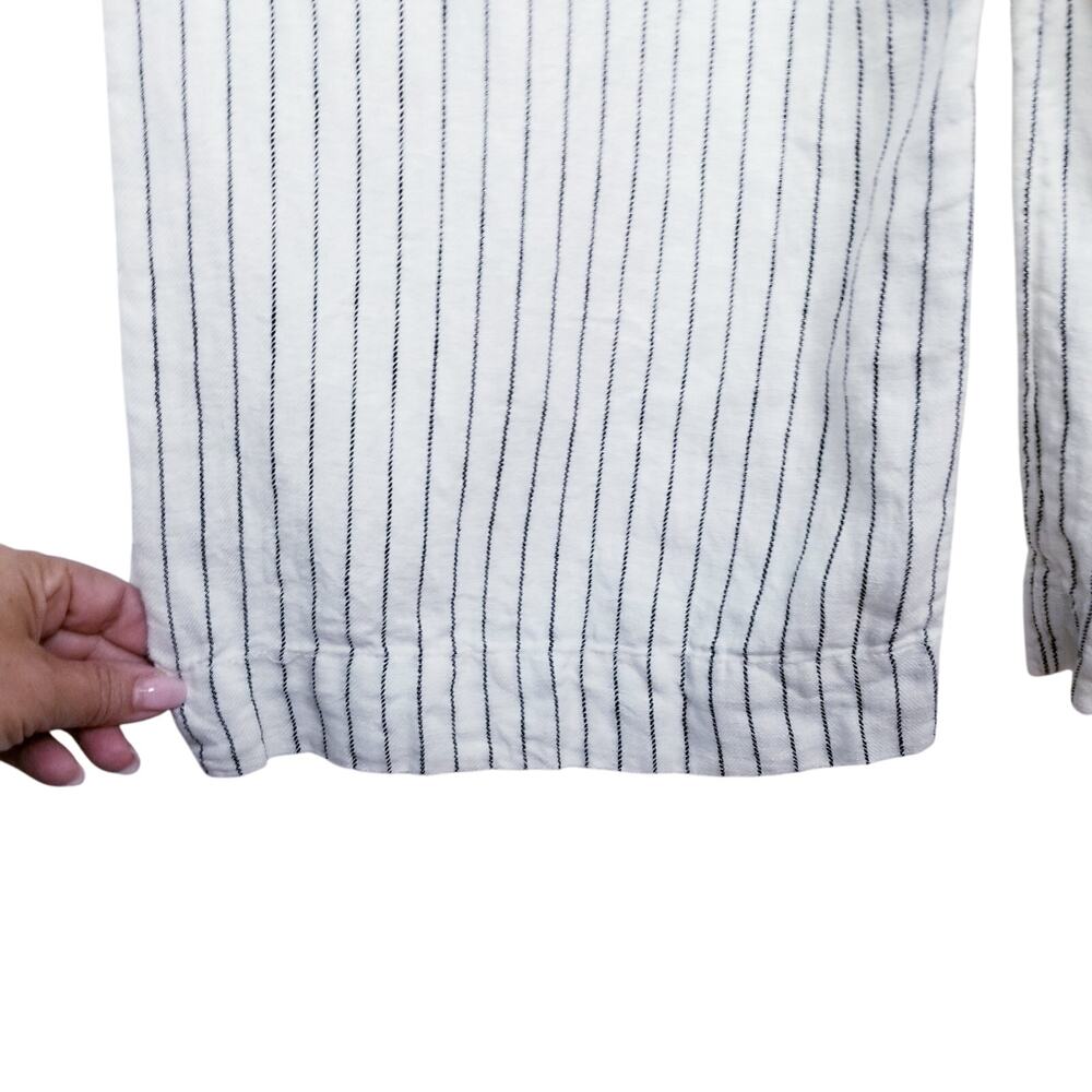 RACHEL ZOE Linen White Striped V-Neck Wide-Leg Jumpsuit - Size 4 - Picture 7 of 7